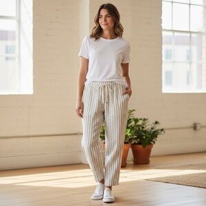 Athleta // Striped Linen Pants // Drawstring // Pockets